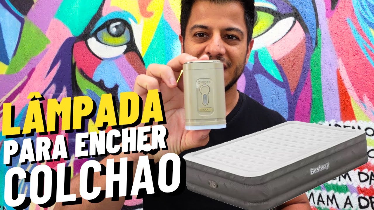 Bomba elétrica para encher colchão Inflável de CAMPING casal e solteiro. Luz de led Recarregável