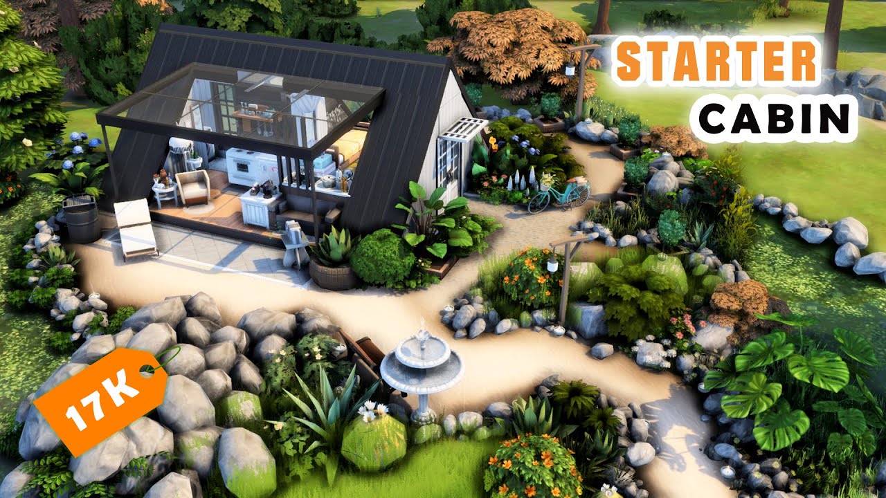Starter Cabin with Open windows 🌻|| Starter home - Sims 4 speed build