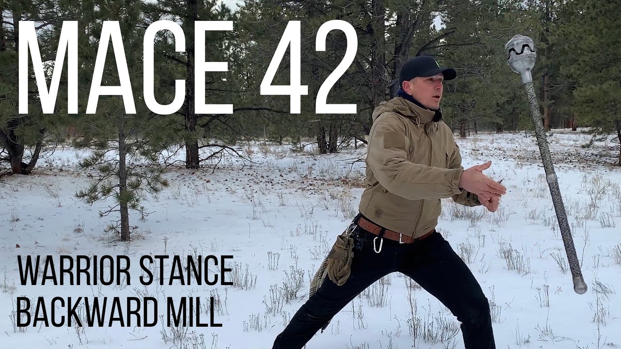 Mace 42 - Warrior stance backward mill - martial arts core movement pattern