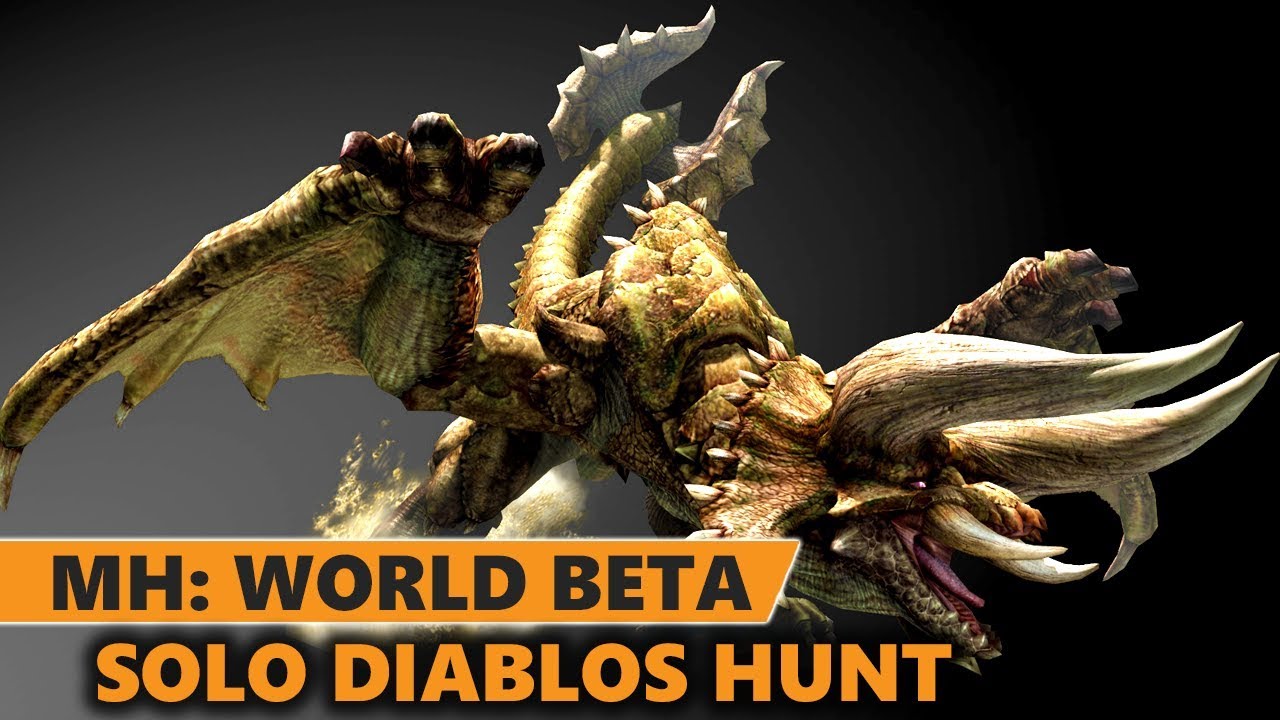 Monster Hunter World Beta - Solo Diablos Hunt [ Gunlance ]