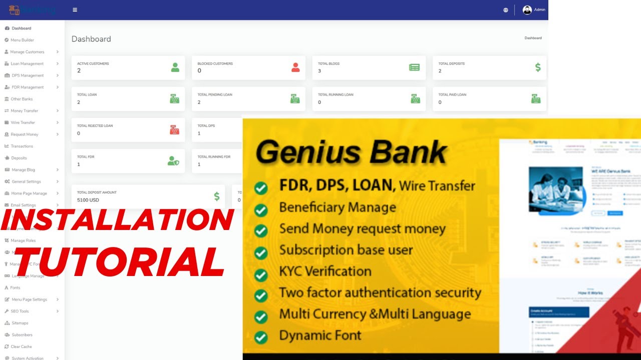 Genius Bank Script Tutorial: How to Install Genius Bank - All in One Banking System 