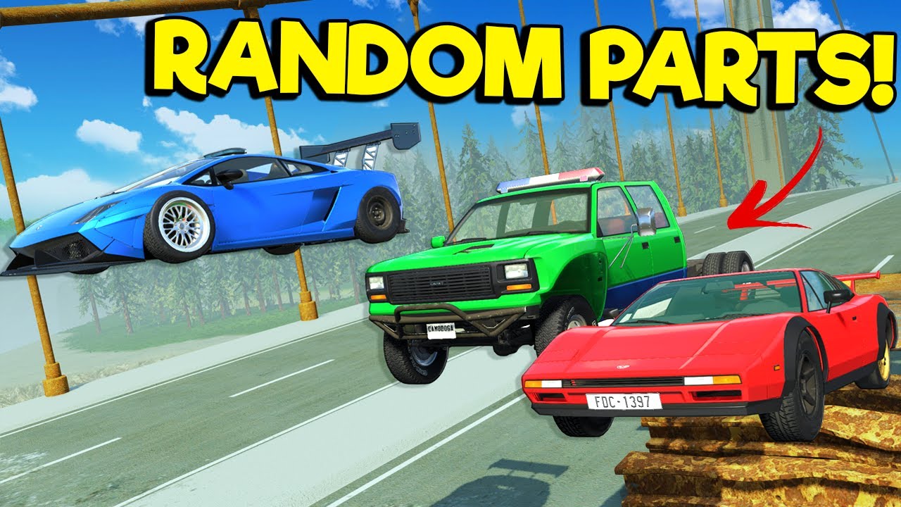 I UPGRADED Cars with Randomly Generated Parts for Bridge Races in BeamNG Drive Mods!