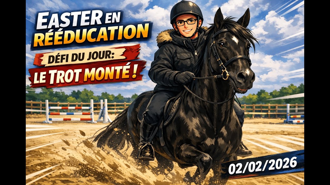 Easter en rééducation. Défi du jour: Le Trot monté. 02/02/2026
