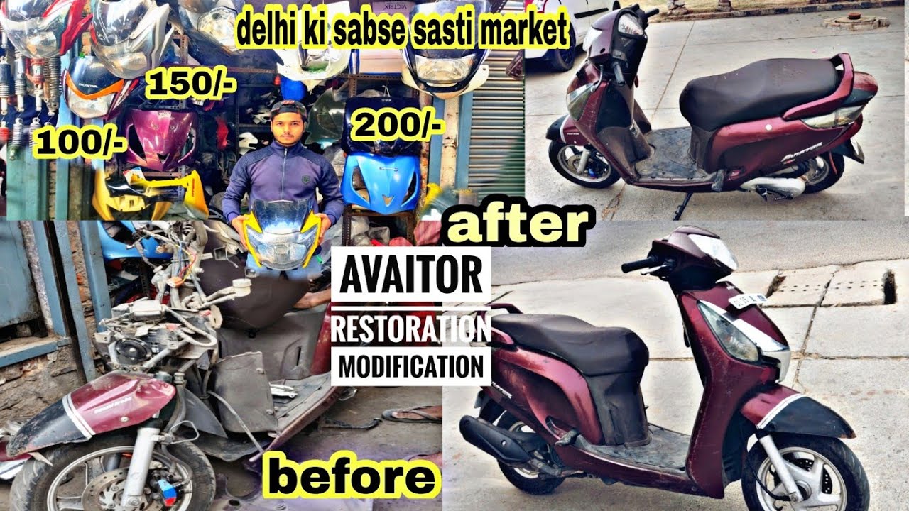 Gokul puri bike market|sabse sasti market bike or scooty ke saman ke liye|avaitor restoration 1500/-