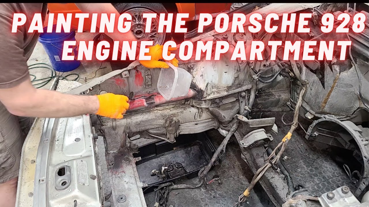 The 928's ENGINE BAY needs TONS of PAINT - it's a HUGE job!