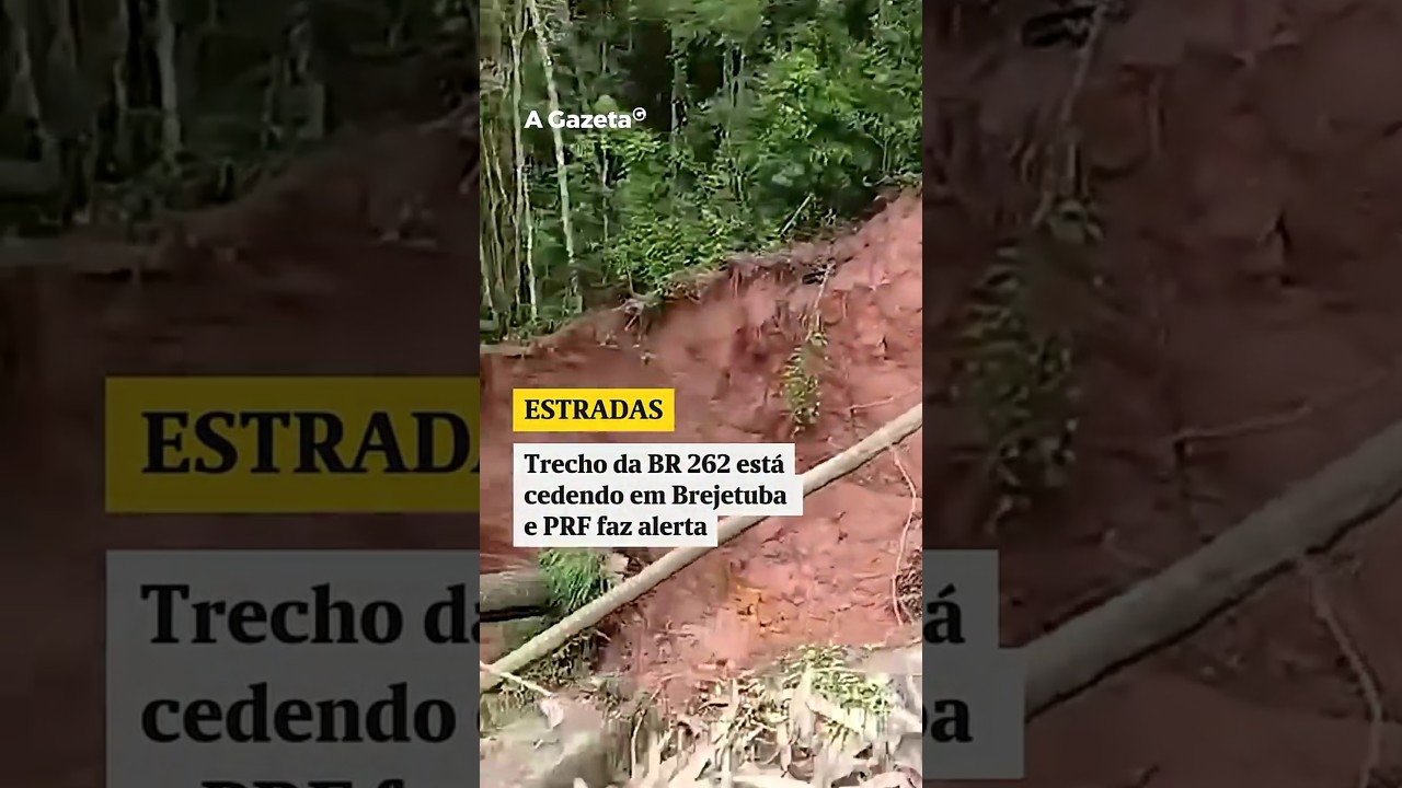 Trecho da BR 262 est&aacute; cedendo em Brejetuba e PRF faz alerta #shorts #noticias