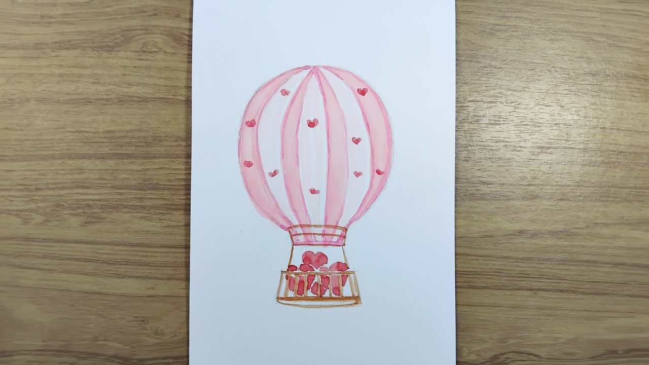 easy watercolor hot air balloon on paper step by step 