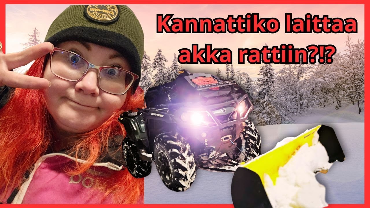 Pihan auraus mönkijällä - Vaimon vuoro lumitöissä!