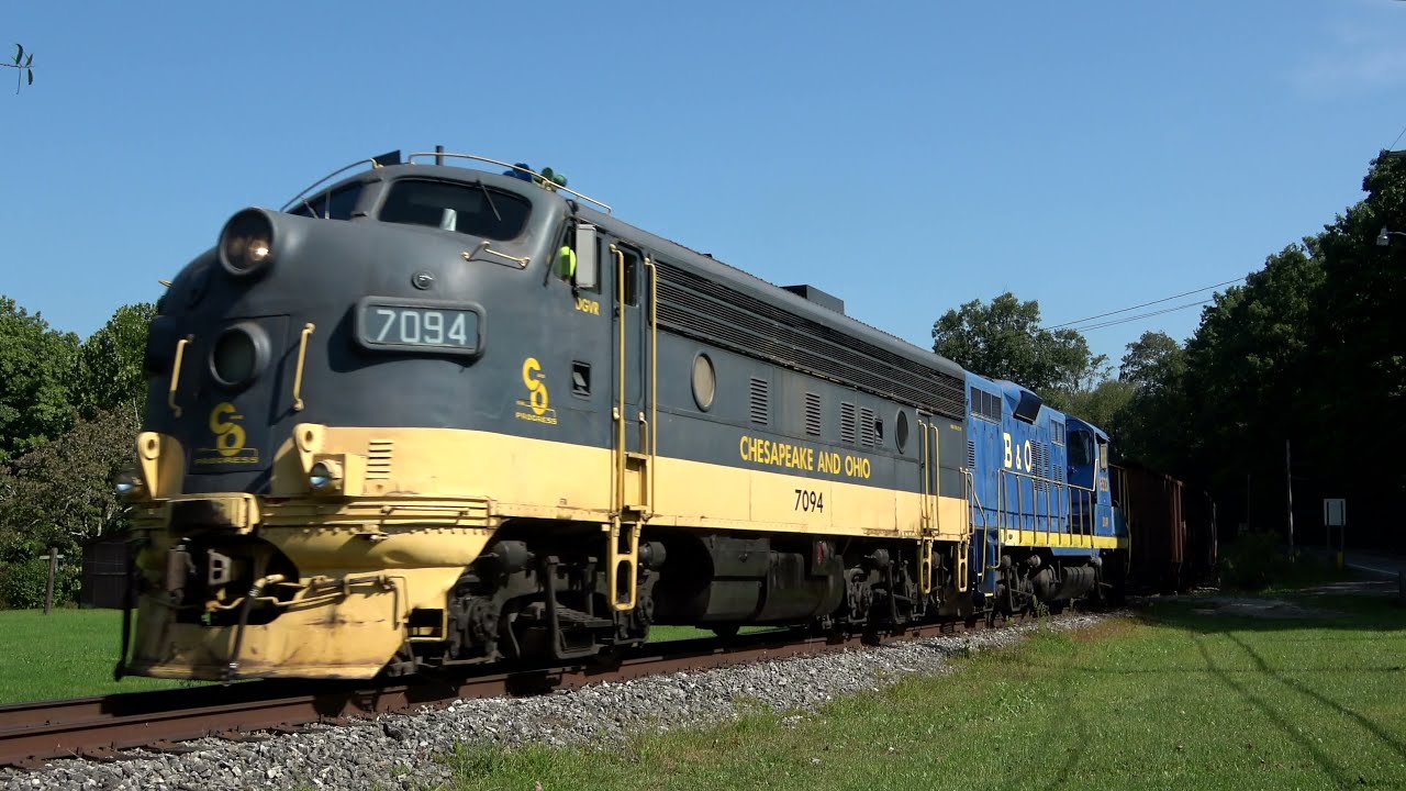 C&O F7 and a B&O GP9 Hauling Freight on the West Virginia Central