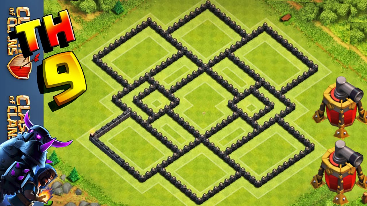 CLASH OF CLANS - LAYOUT DE FARM CV9 // BEST TH9 FARMING BASE + [DEFENSE REPLAYS]
