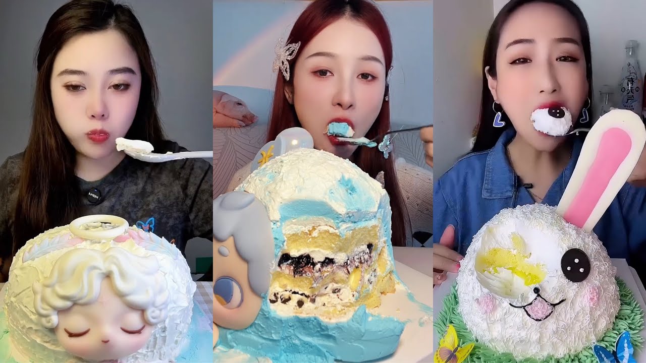 ASMR MUKBANG – MUKBANG SOUND – CUTE CARTOON CAKES & BUNNY CAKE EATING SHOW