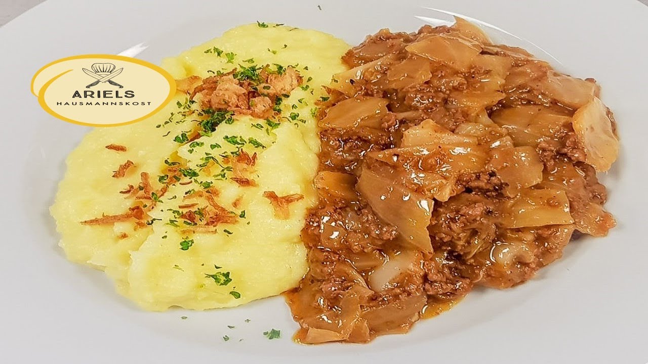 Schmorkohl wie bei Oma mit Rinderhack und Kartoffelpüree, Hausmannskost,