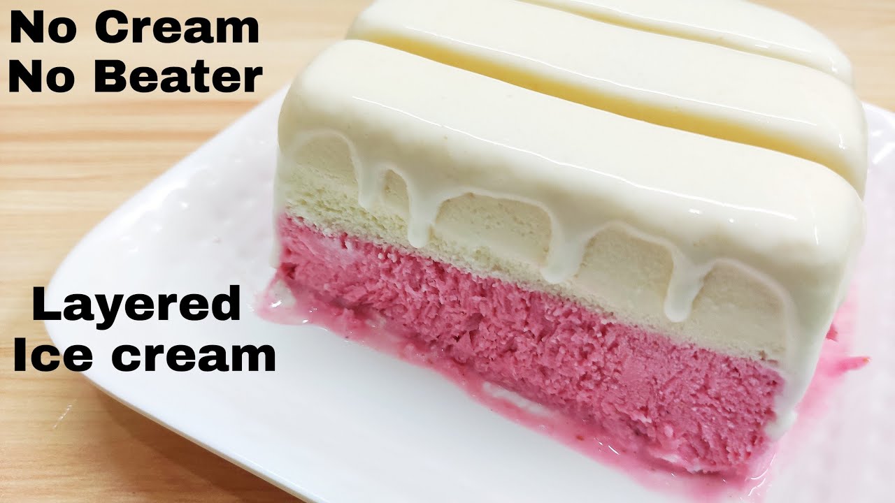 Strawberry Layered Ice-Cream Without Cream, Machine | स्ट्रोबेरी लेयर्ड आइसक्रीम बनाए बस 3 चीजों से
