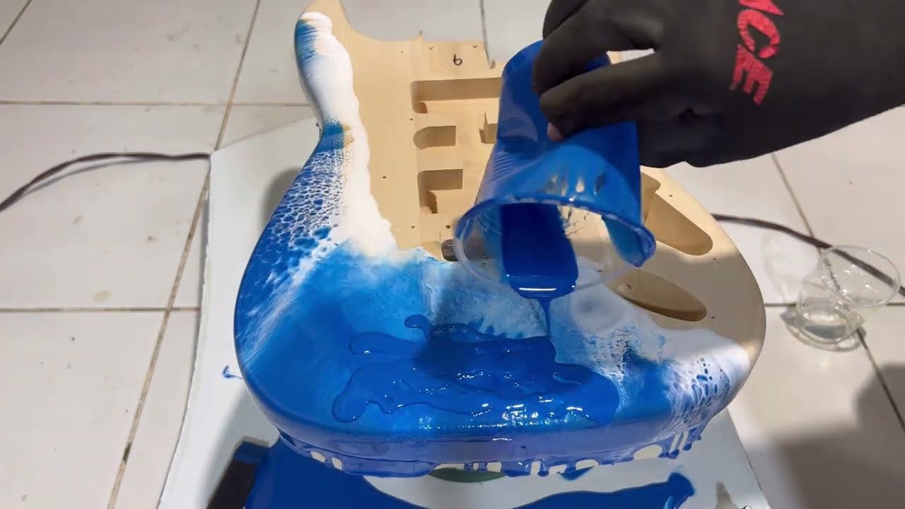 Ocean wave electric guitar,epoxy resin.