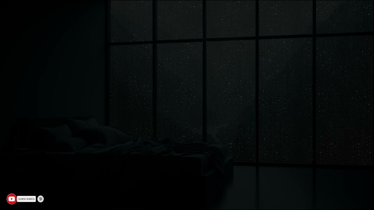 Lonely Night Rain Falling Beyond A Dimly Lit Room For Sleep And Reflection