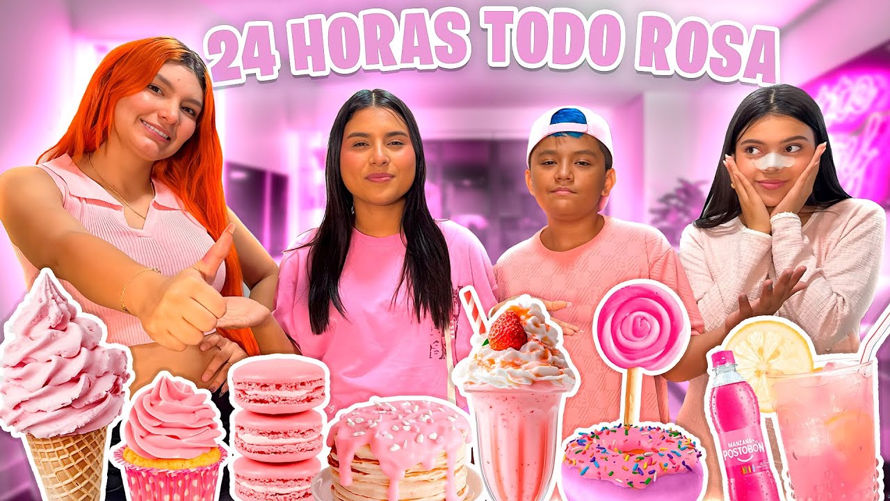 24 HORAS COMIENDO Y VIVIENDO ROSADO 🩷🐽(Retos Extremos)
