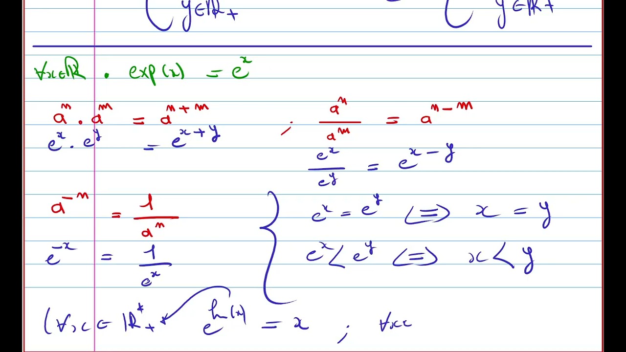 خاصيات مهمة للدالة الأسية النبيرية  propriété de la fonction exponentielle