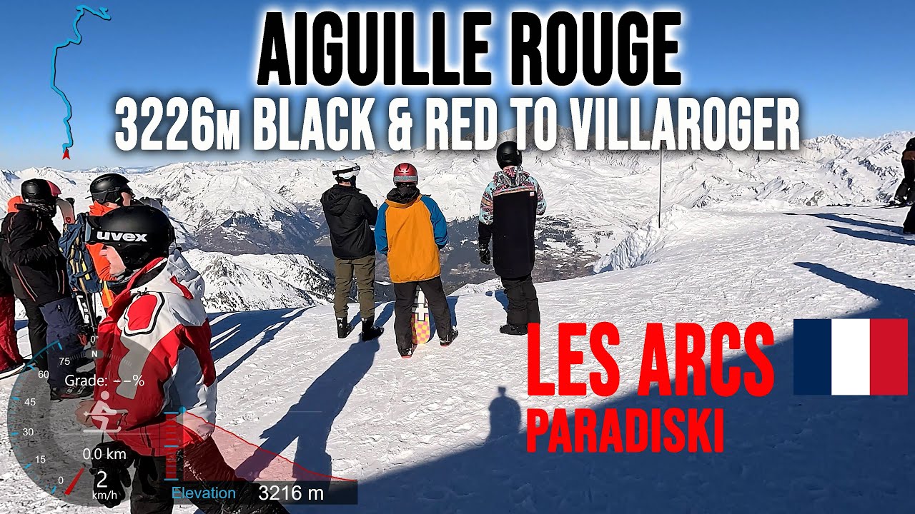 [4K] Skiing Les Arcs, Aiguille Rouge 3226m Black & Red to Villaroger, Paradiski France, GoPro HERO13