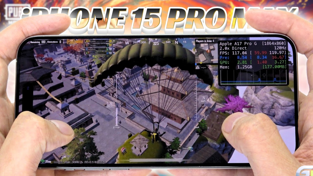 iPhone 15 Pro Max test game PUBG Mobile 120 FPS 2025