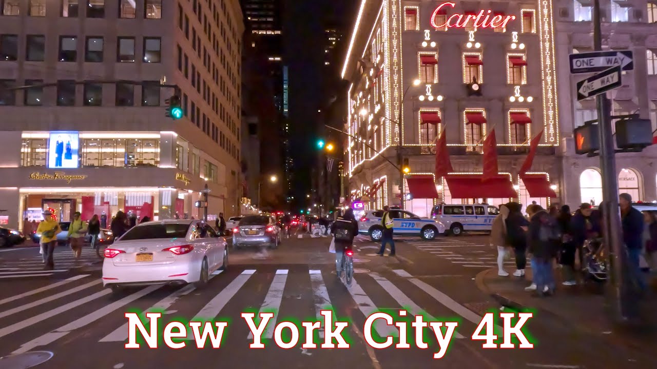 Manhattan Christmas Lights Drive - New York City 4K
