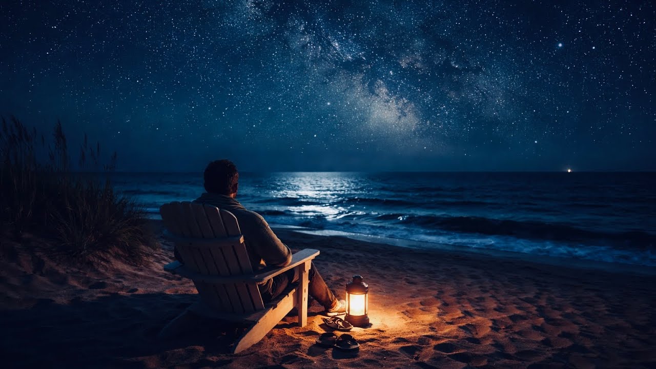 Night Beach Waves Under the Stars | 8 Hour Ocean Sounds for Deep Sleep & Relaxation