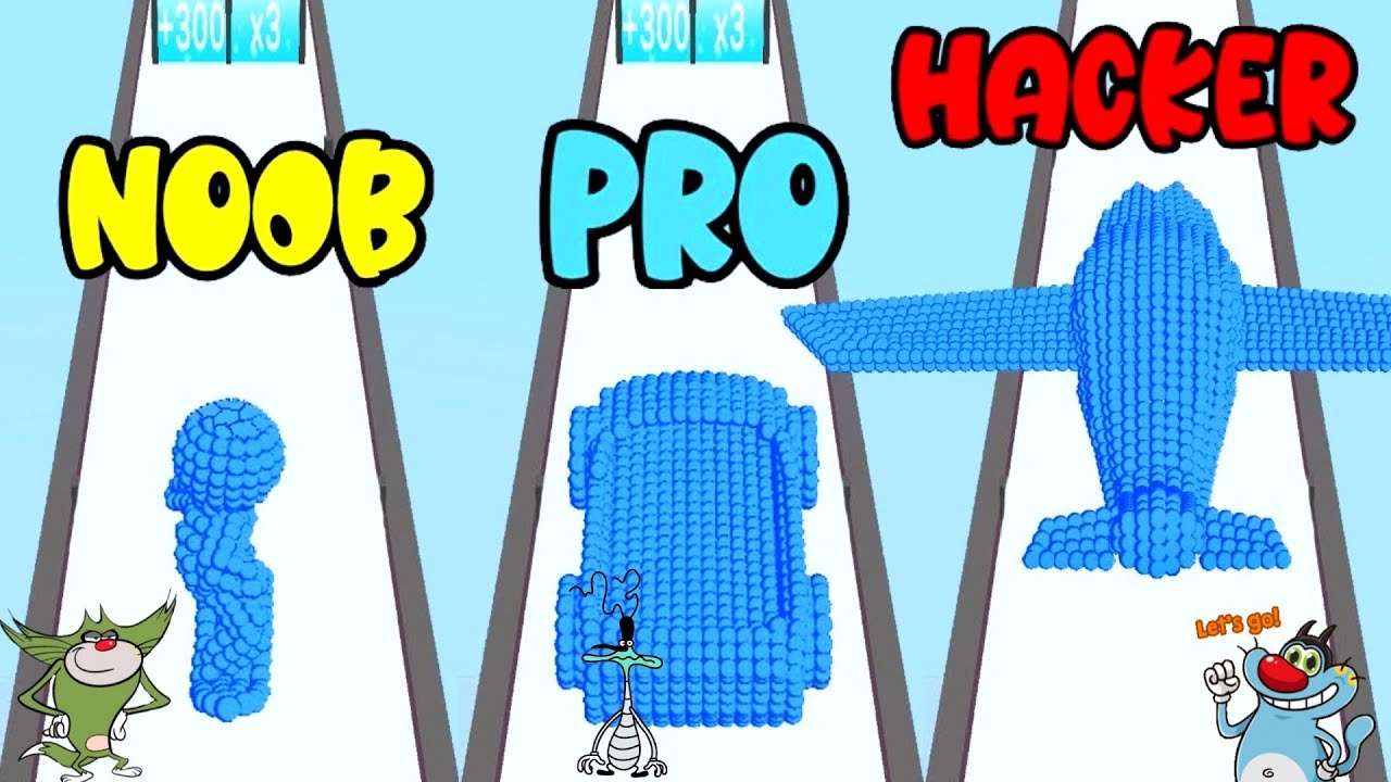 NOOB vs PRO vs HACKER Pixel Battle 3D Android iOS Oggy And Jack Voice