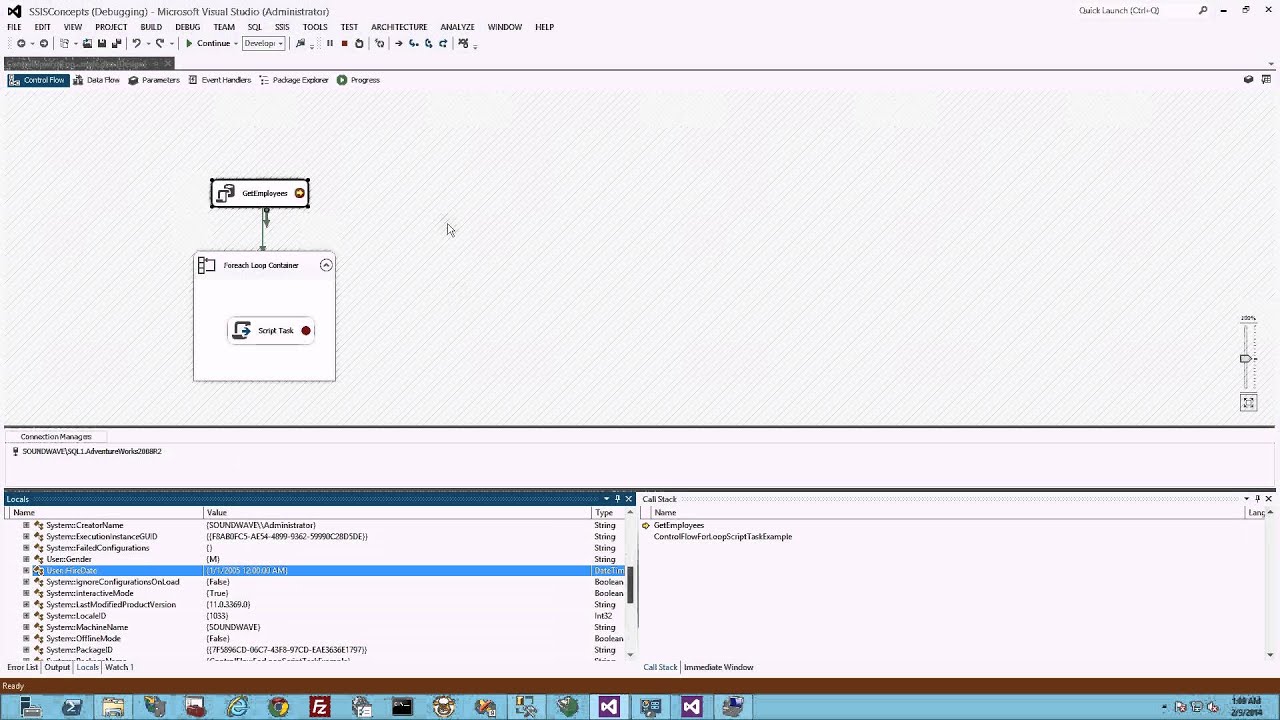 MSSQL — как отладить пакет SSIS и задачу скрипта