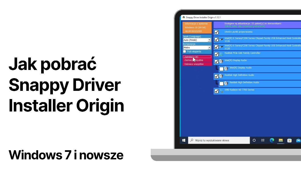 Jak zaktualizować sterowniki Windows przez Snappy Driver Installer Origin