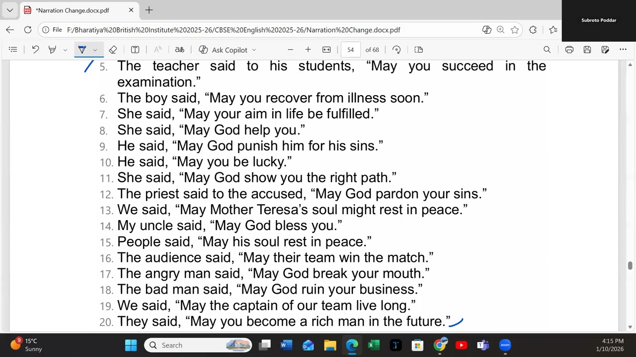 BBI Narration Change Day 8 Part I