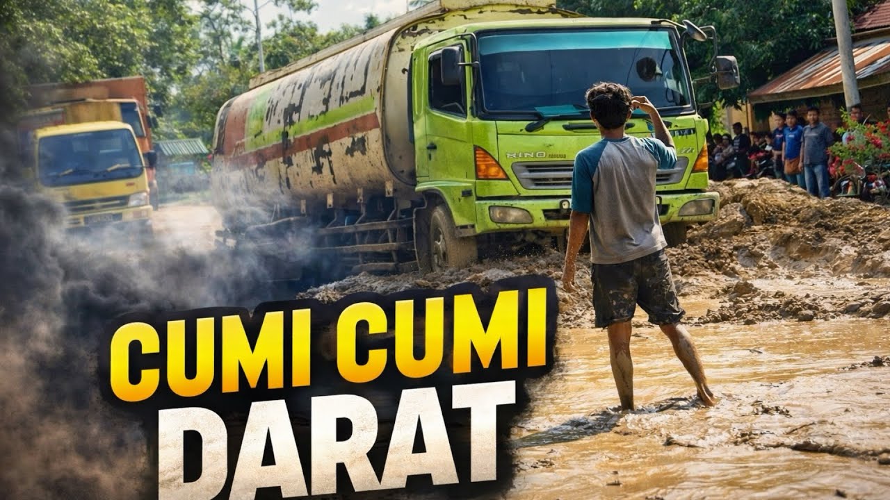 TRUK HINO LOHAN KELUARKAN ASAP HITAM L,PERTANDA TAK SANGGUP LAGI
