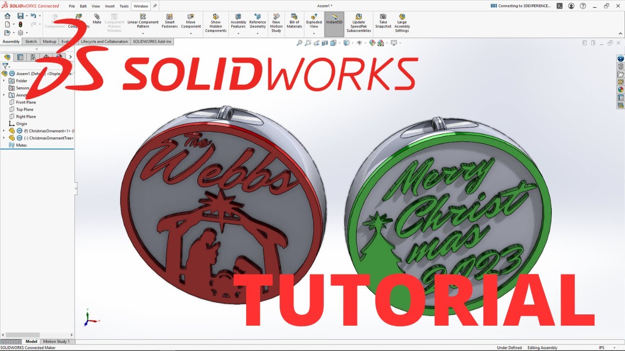 SolidWorks Tutorial - Custom Christmas Ornament #3dPrinted