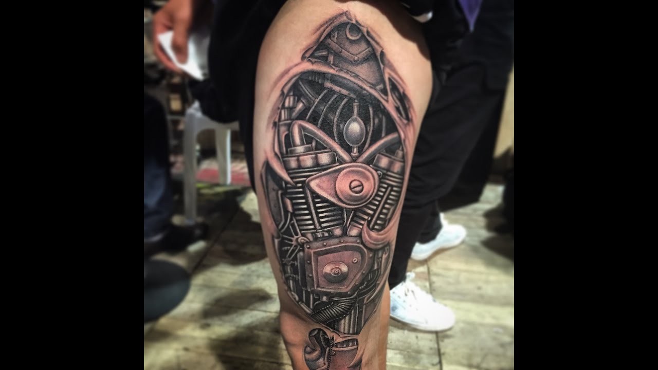 No Stencil, No Sketching, Biomechanical tattoo 2014 freestyle by tery do