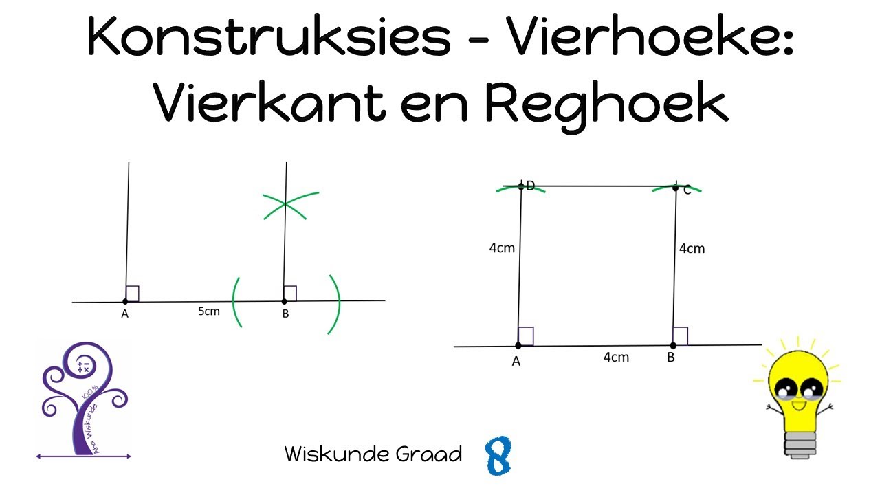 Wiskunde Graad 8 Konstruksie vierhoeke - Reghoek en Vierkant
