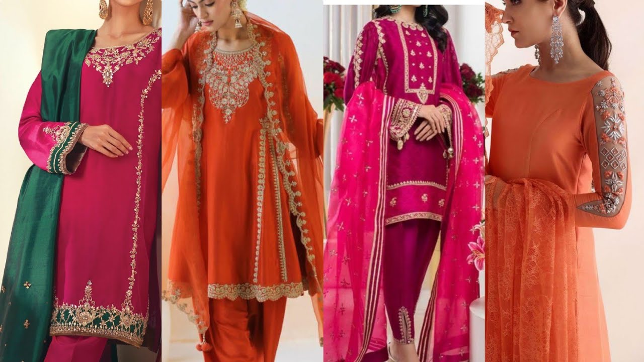 Hot Pink & Orange Partywear Dresses|| Hot Pink Dresses And Colour Combination
