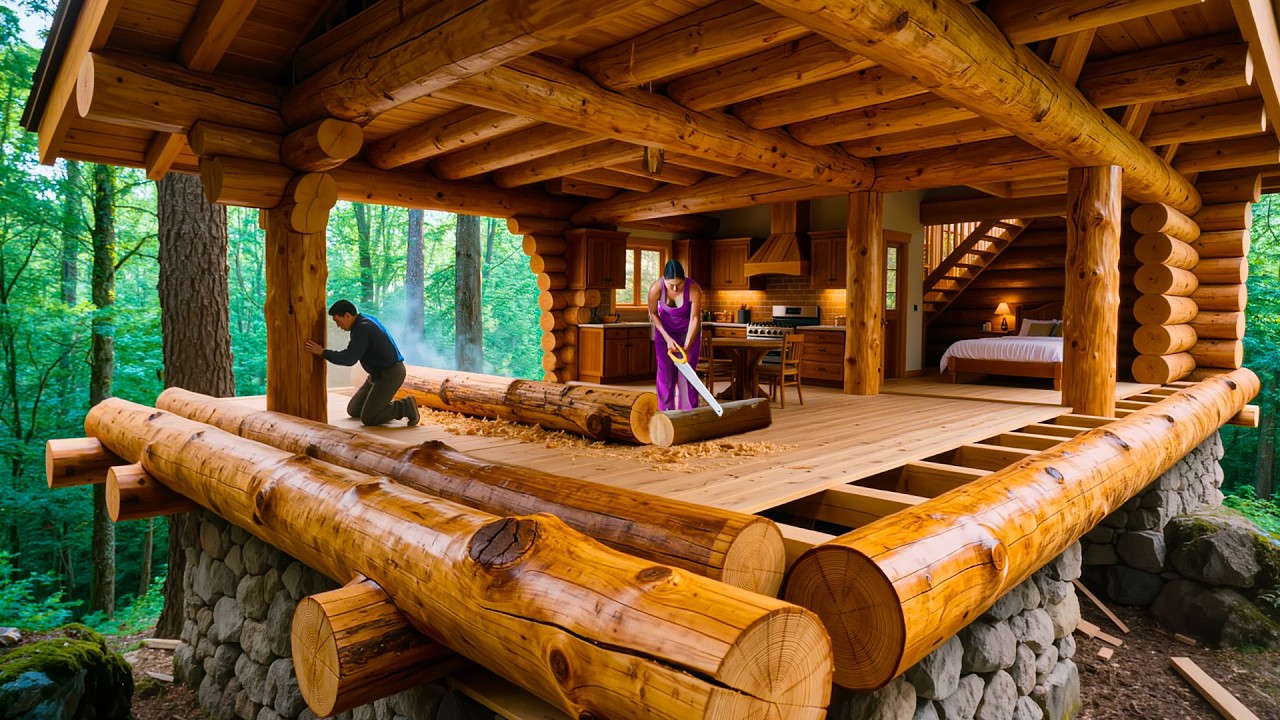 Global Attention on This Couple | Giant Solid Log House Rising in the Deep Forest