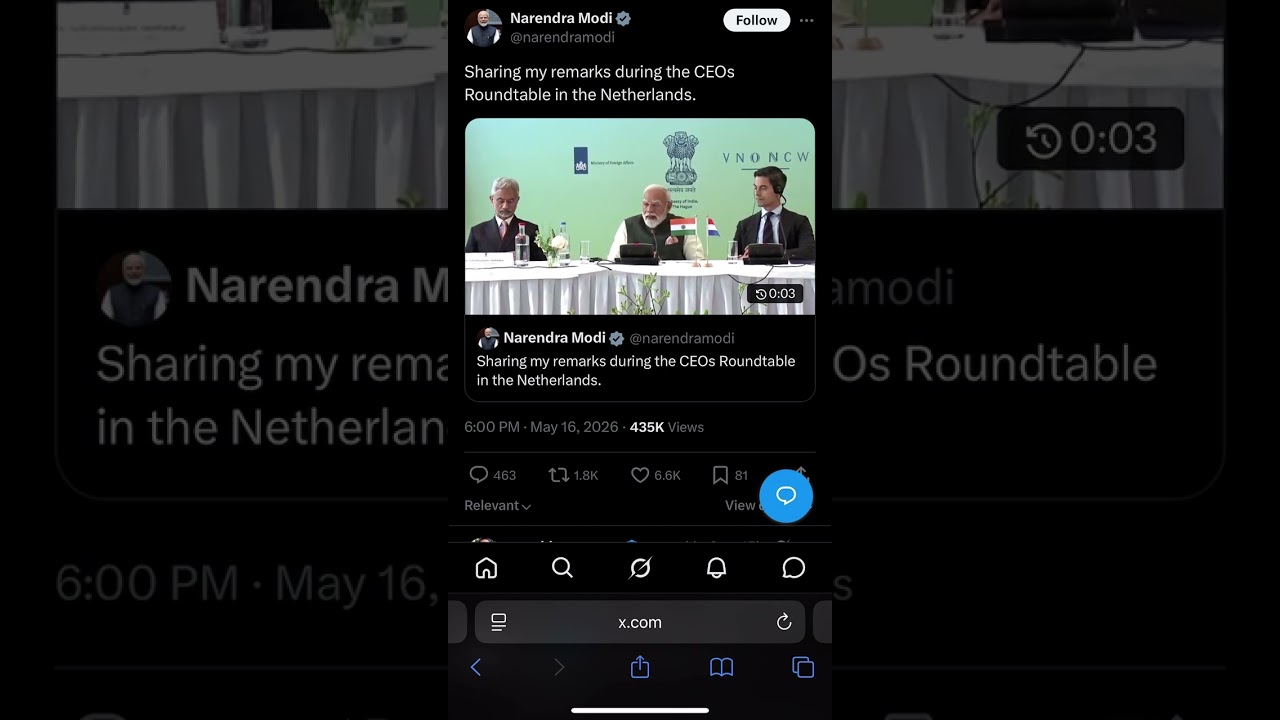 Narendra Modi Sharing Remarks during CEOs Roundtable in the Netherlands