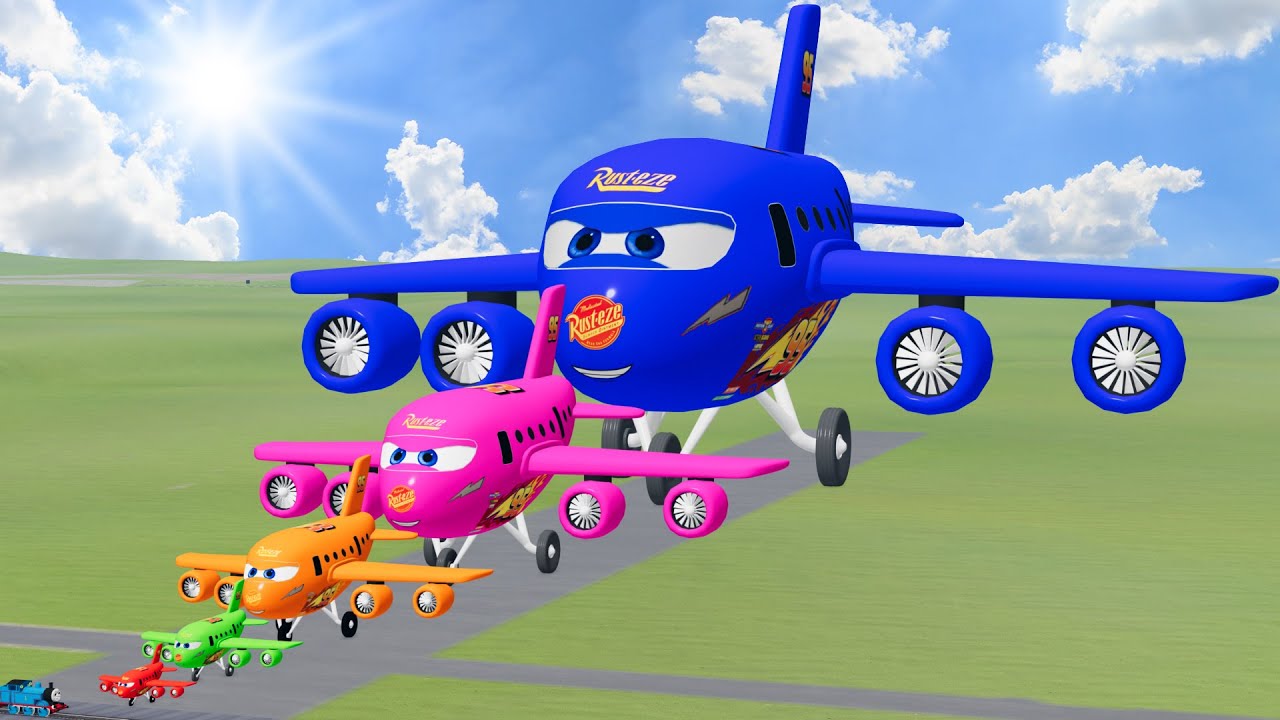 Big & Small Colors Boing Lightning Mcqueen vs Trains Thomas | BeamNG.Drive