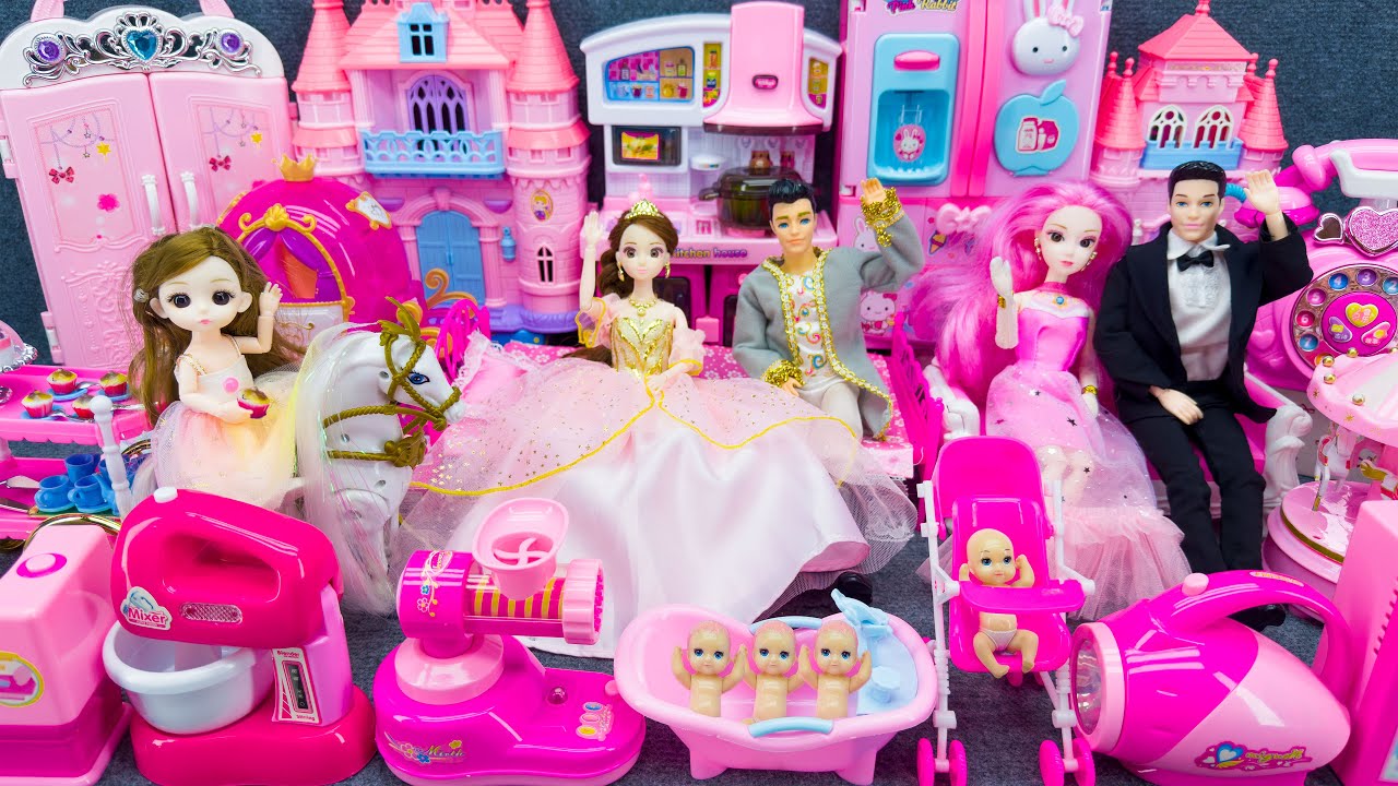 19 Minutes Satisfying With Unboxing Barbie Princess Furniture Dress Up Collection Toys Review ASMR
