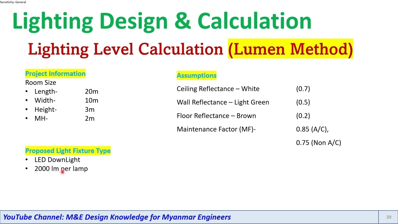 Basic Electrical Design Course - Lecture 4: Lighting Design (Part 2-Lux Level Calculation)