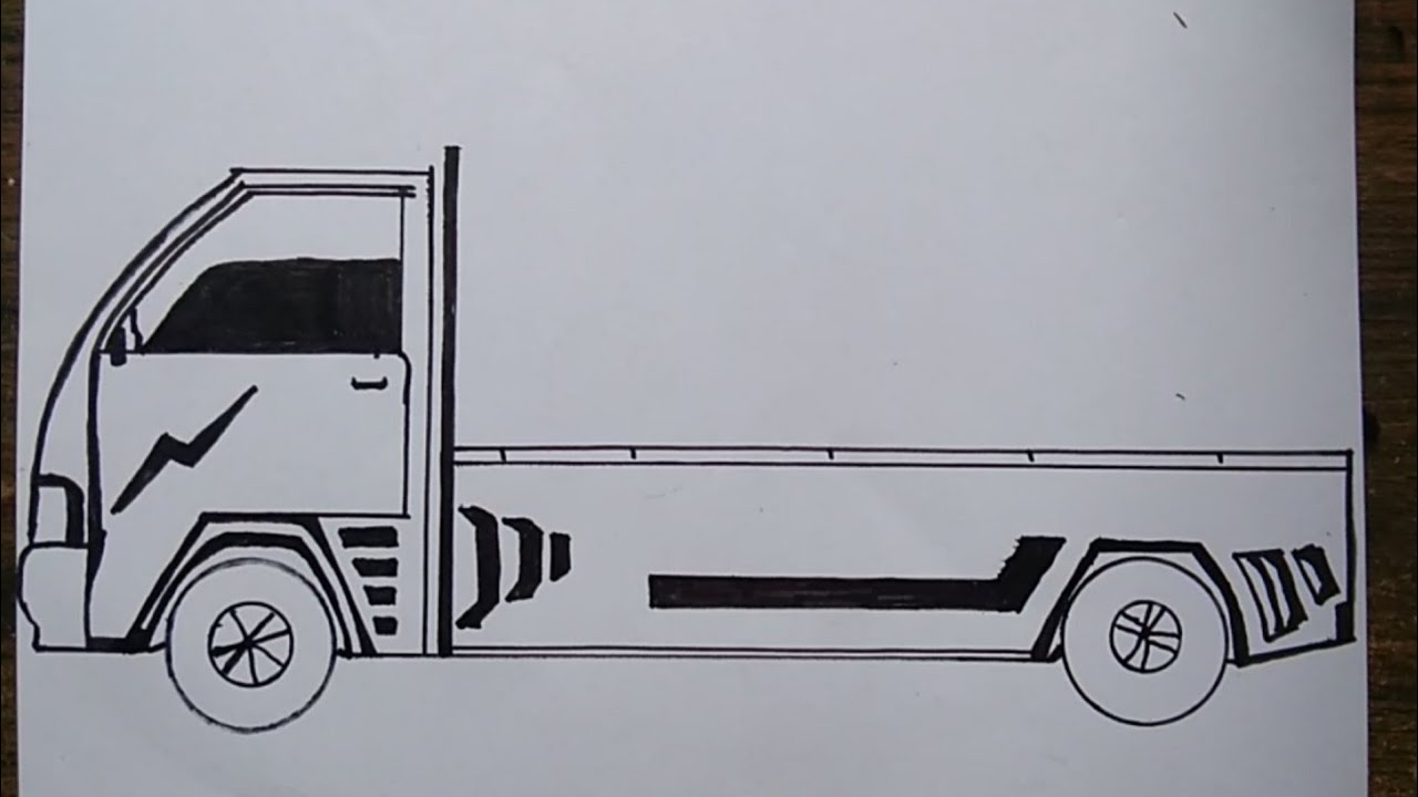 kereeen!!!menggambar mobil bak terbuka, how to draw