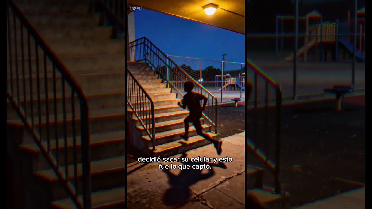Niño Fantasma pasa por las escaleras de una escuela en Cajititlán