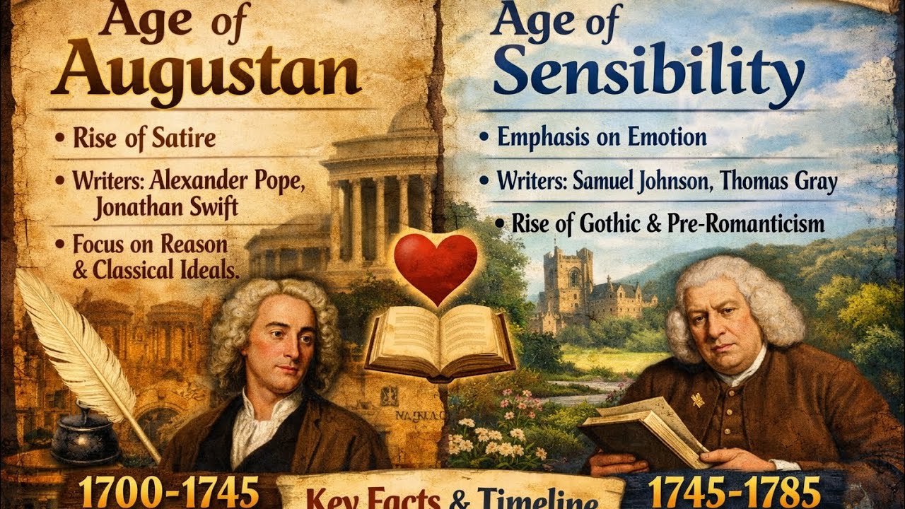 Age of Augustan and Age of Sensibility Explained in Hindi | English Literature for Competitive Exams