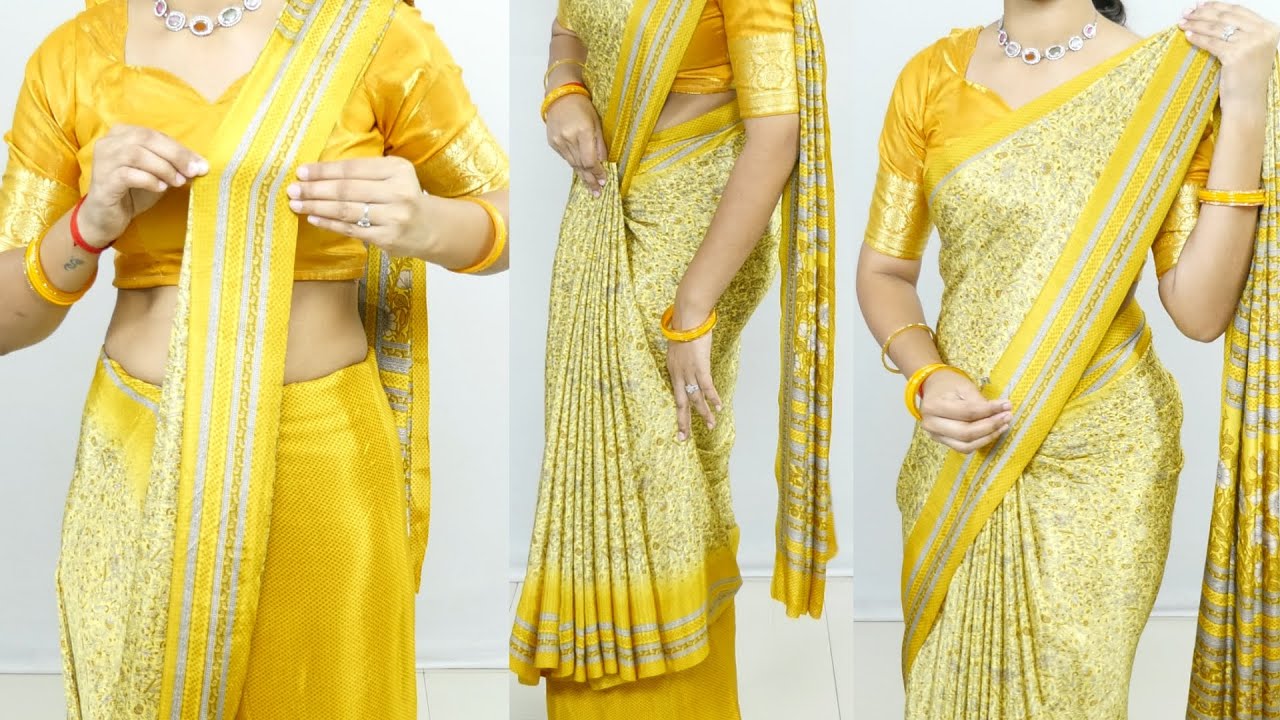 Beautiful Simple saree draping style Perfectly | Easiest & Fastest Draping for a Perfect Look! 🤩
