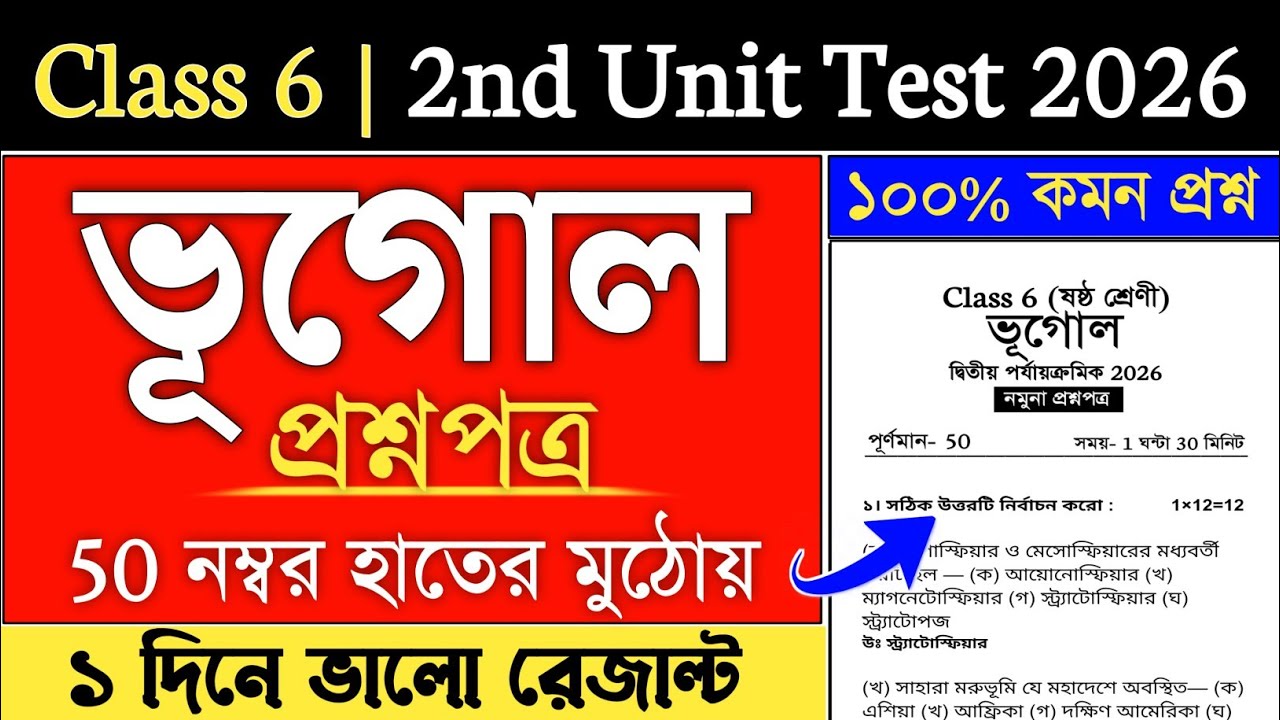 class 6 geography 2nd unit test 2026 suggestion | class 6 2nd unit test 2026 geography question 