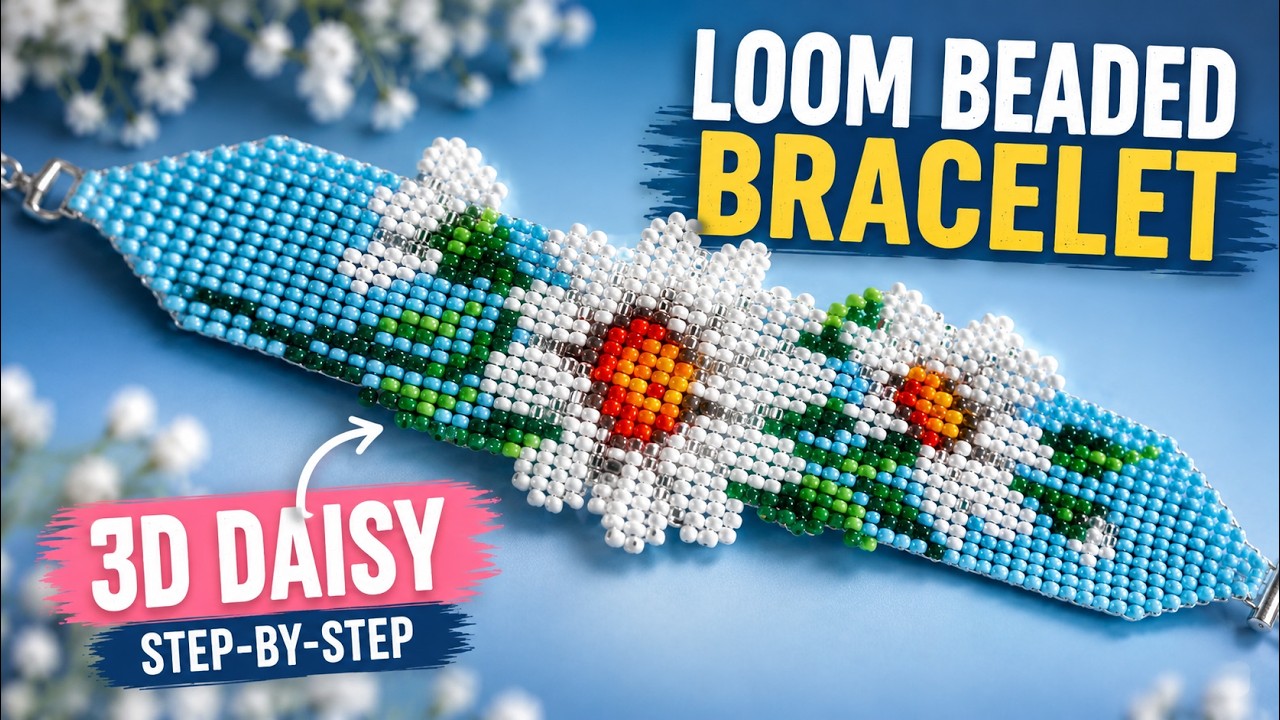 DIY Beaded Daisy Bracelet | 3D Loom Tutorial for Beginners (Step by Step)