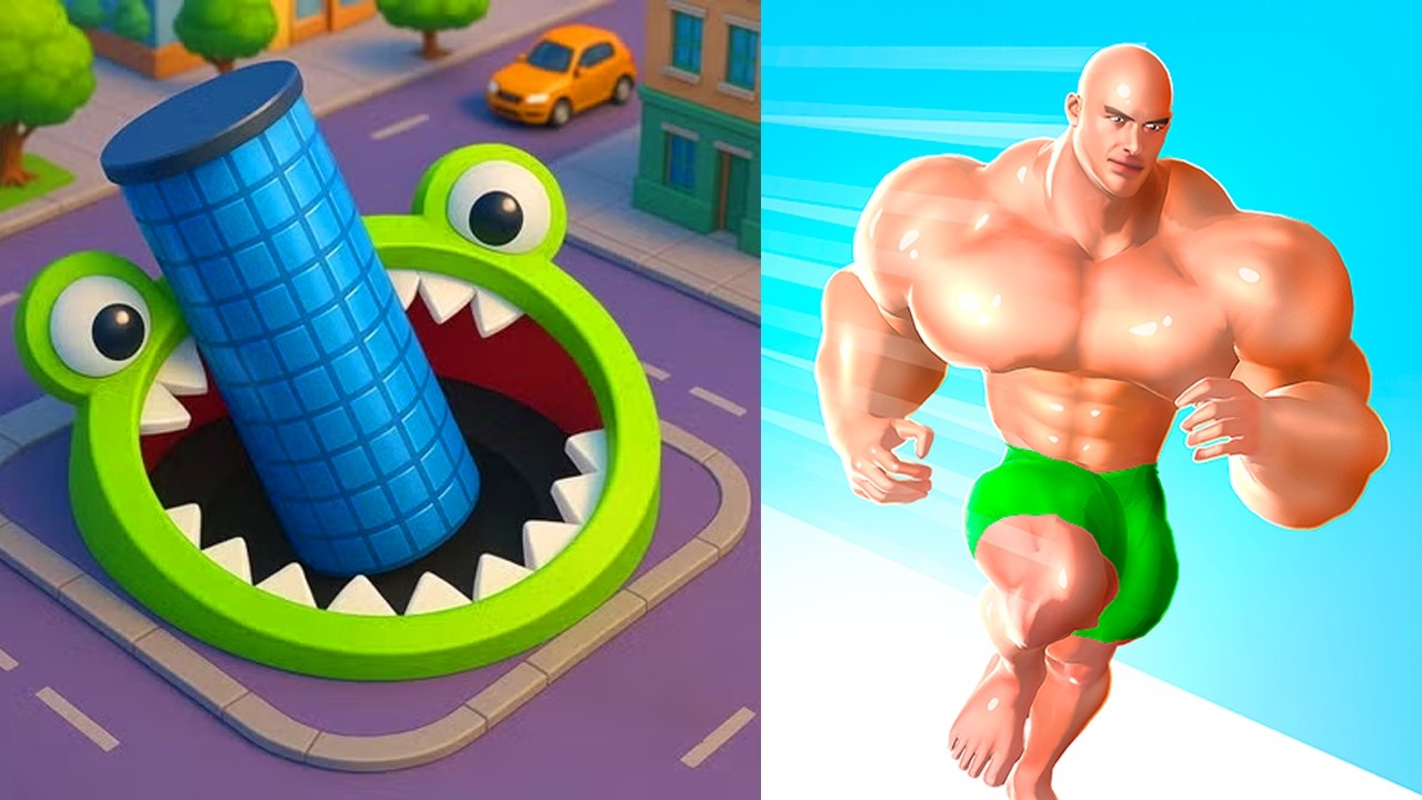Hole.io vs Muscle Rush! 😱 All Levels Unlocked!