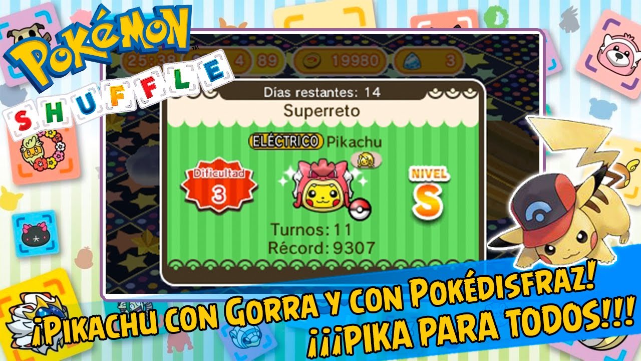 ¡Pikachu con Gorra y con Pokédisfraz! ¡¡¡PIKA PARA TODOS!!! - Pokémon Shuffle