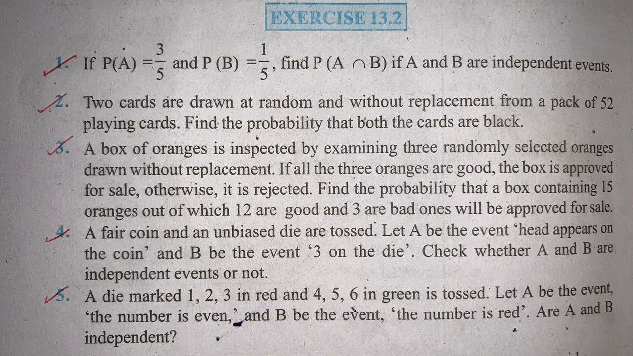 EX 13.2 Q1 TO Q18 SOLUTIONS OF PROBABILITY NCERT CHAPTER 13 CLASS 12th