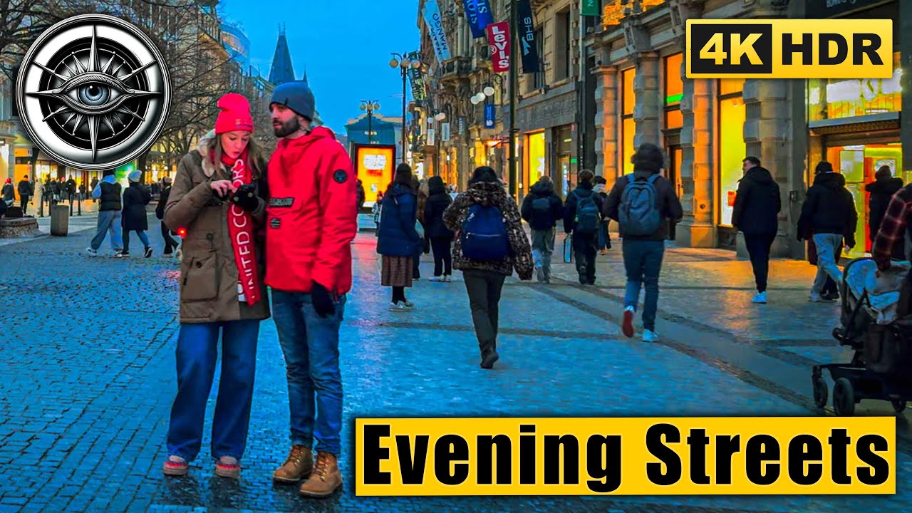 Prague Evening Streets Walking Tour 🇨🇿 Czech Republic 4k HDR ASMR