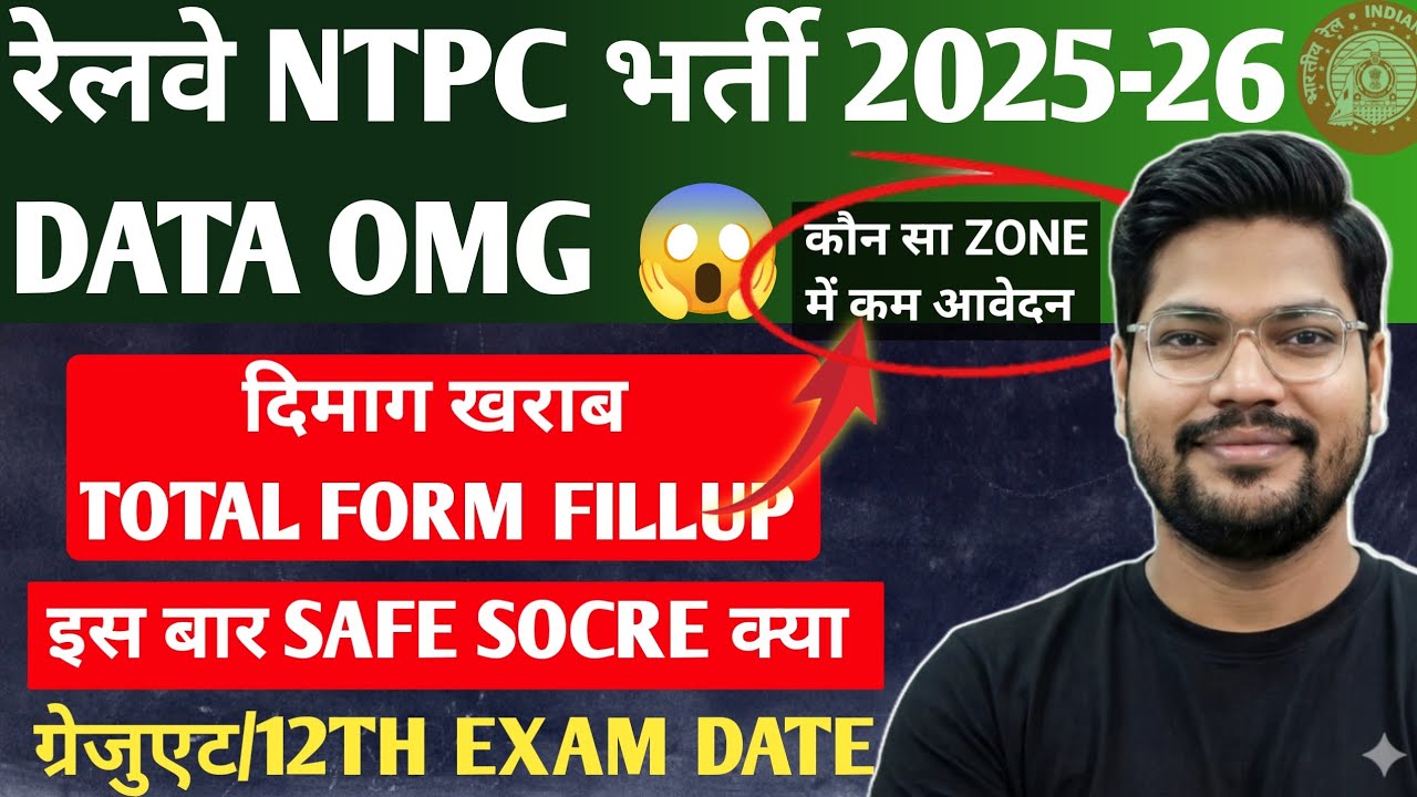 Railway NTPC 12th & Graduate Level Zone Wise Total Form Fillup | NTPC Safe Score 2026 Exam Date